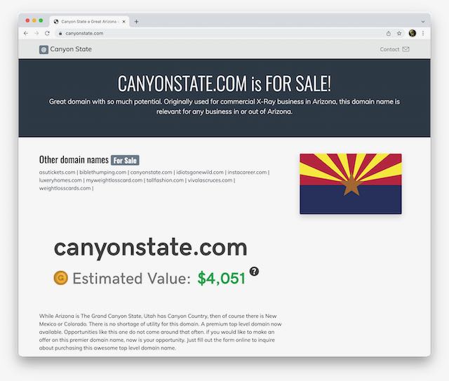 screenshot of canyonstate.com